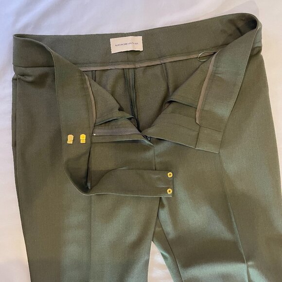 Alexandre Vauthier Pants Trousers Olive Green Wool Stretch Designer Size EU 44 - Picture 7 of 15